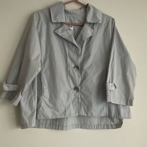 Planet By Lauren G Ice Gray Lagenlook Crop Jacket Shacket 3/4 Sleeve